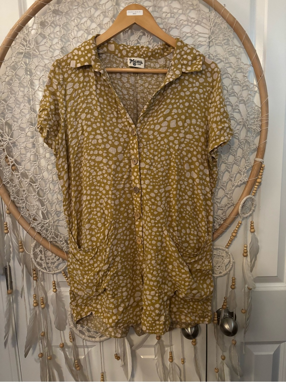 Show Me Your MuMu Short Sleeve Button-Front Romper Size Large A00380